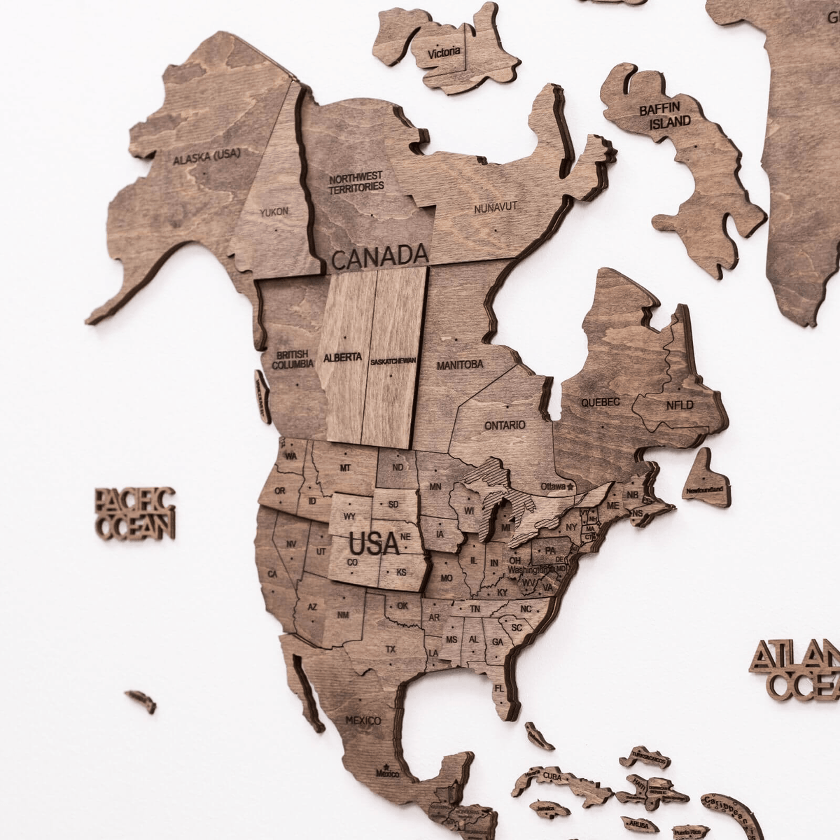 Bundle: Wooden Map and Airplanes Pins