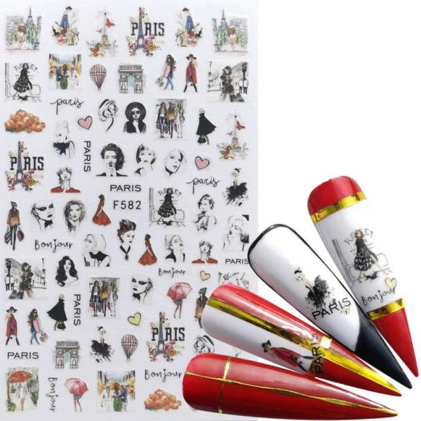 3D Nail Slider Black Russia Letter Sticker Decals Flamingo Design Adhesive Manicure Tips Nail Art Decorations Accessories Sliders Manicure Decoration 3D Nail Supplies Holographic Decals Transfer Sliders Nail Design Manicures Nail Self-Adhesive Sticker