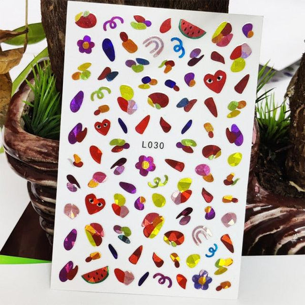 3D Nail Sticker Waterproof Shining Decals Stickers for Nails Cute Beautiful Love Heart Nail Art Decoration Aurora Silver Design Nail Art Stickers Decals Nail Art Supplies Valentines Day 3D Self-Adhesive Nail Decorations Manicuring Nail Art Manicure