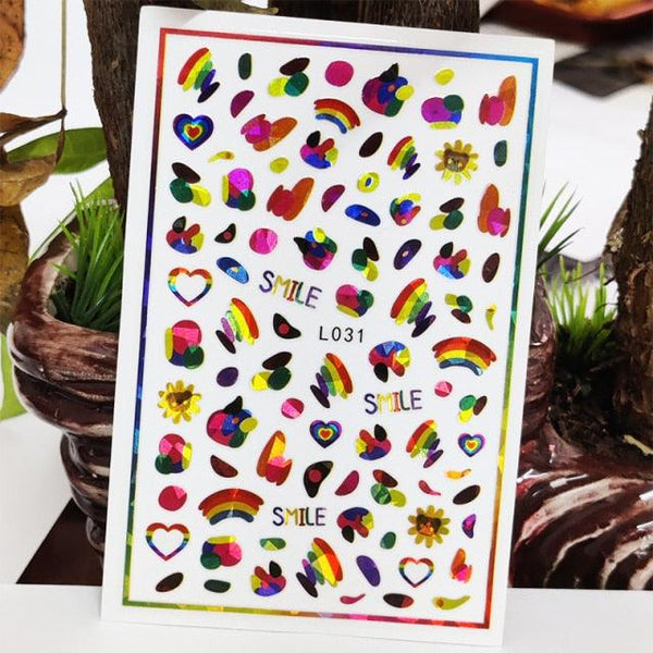 3D Nail Sticker Waterproof Shining Decals Stickers for Nails Cute Beautiful Love Heart Nail Art Decoration Aurora Silver Design Nail Art Stickers Decals Nail Art Supplies Valentines Day 3D Self-Adhesive Nail Decorations Manicuring Nail Art Manicure