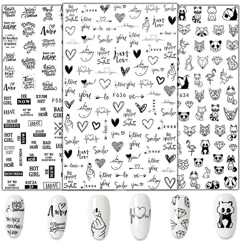 3D Nail Stickers Leaves Butterfly Panda Love Heart Design Stickers For Nails Manicure Foil Nail Art Decor  Girls Manicure Decoration Nail Art Supplies 3D Self-Adhesive Nail Decals Designer Nail Stickers for Acrylic Nails
