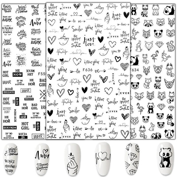 3D Nail Stickers Leaves Butterfly Panda Love Heart Design Stickers For Nails Manicure Foil Nail Art Decor  Girls Manicure Decoration Nail Art Supplies 3D Self-Adhesive Nail Decals Designer Nail Stickers for Acrylic Nails