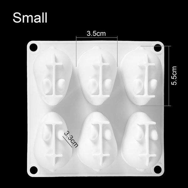 3D Rabbit Shape Silicone Cake Mold 6-cavity Mousse Dessert Baking Bunny Mold Chocolate Bakeware Pastry Decorating Mould Easter Bunny Chocolate Silicone Mold For Baking Rabbit Shape