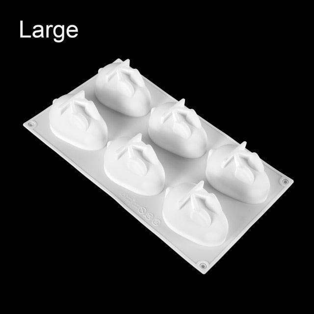 3D Rabbit Shape Silicone Cake Mold 6-cavity Mousse Dessert Baking Bunny Mold Chocolate Bakeware Pastry Decorating Mould Easter Bunny Chocolate Silicone Mold For Baking Rabbit Shape