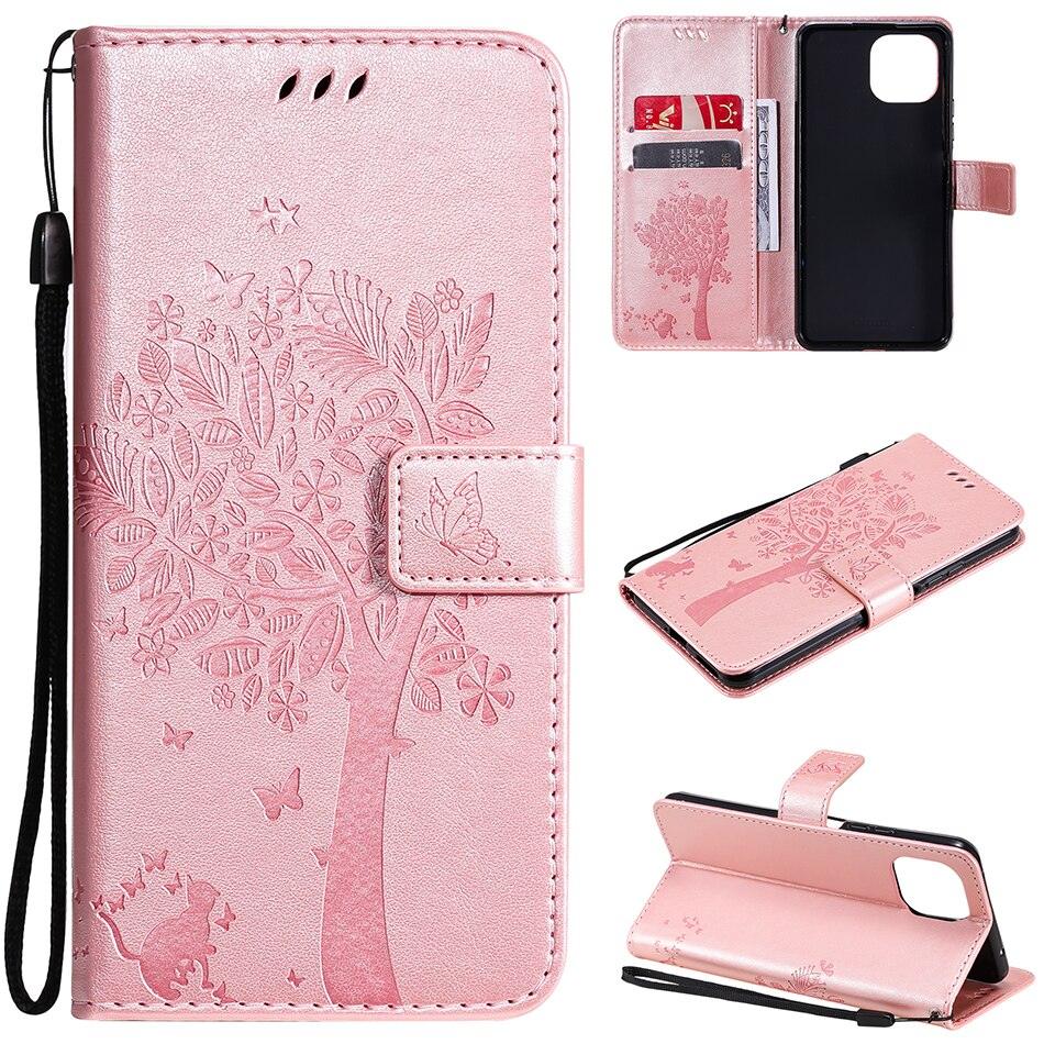 3D Tree Flip Leather Case For iPhone 13 12 Mini Phone Cover PU Leather Wallet Case with Card Holder Kickstand Wrist Strap Flip Cover for iPhone