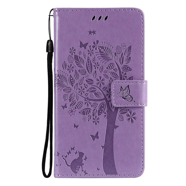 3D Tree Flip Leather Case For iPhone 13 12 Mini Phone Cover PU Leather Wallet Case with Card Holder Kickstand Wrist Strap Flip Cover for iPhone