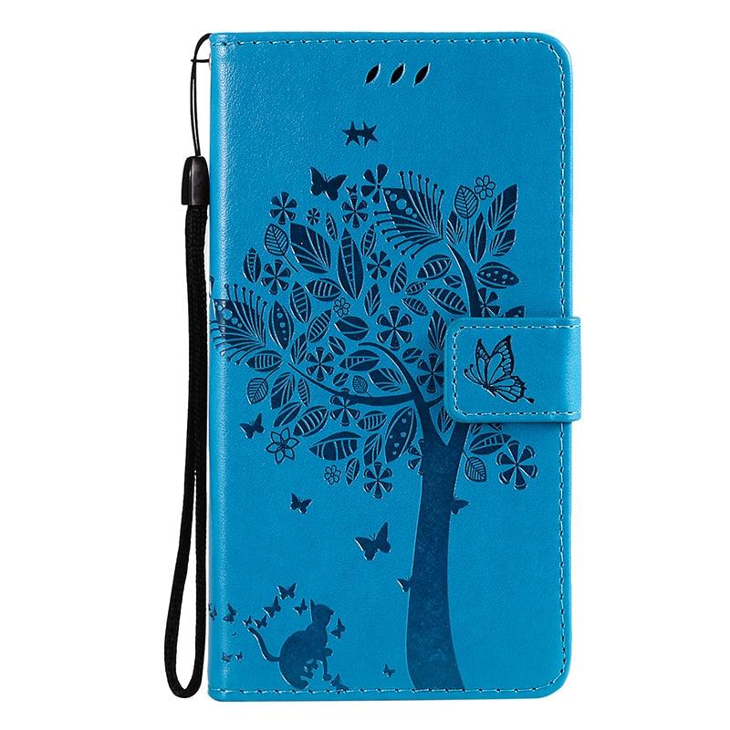 3D Tree Flip Leather Case For iPhone 13 12 Mini Phone Cover PU Leather Wallet Case with Card Holder Kickstand Wrist Strap Flip Cover for iPhone