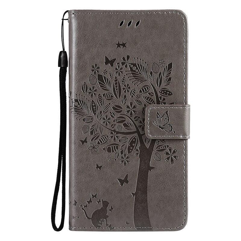 3D Tree Flip Leather Case For iPhone 13 12 Mini Phone Cover PU Leather Wallet Case with Card Holder Kickstand Wrist Strap Flip Cover for iPhone