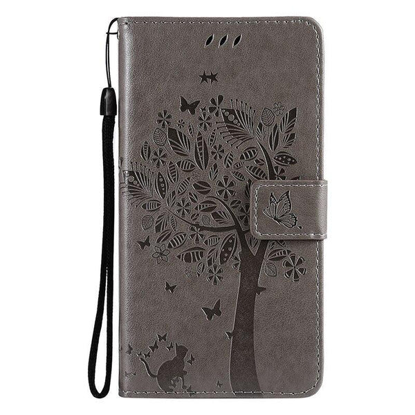 3D Tree Flip Leather Case For iPhone 13 12 Mini Phone Cover PU Leather Wallet Case with Card Holder Kickstand Wrist Strap Flip Cover for iPhone