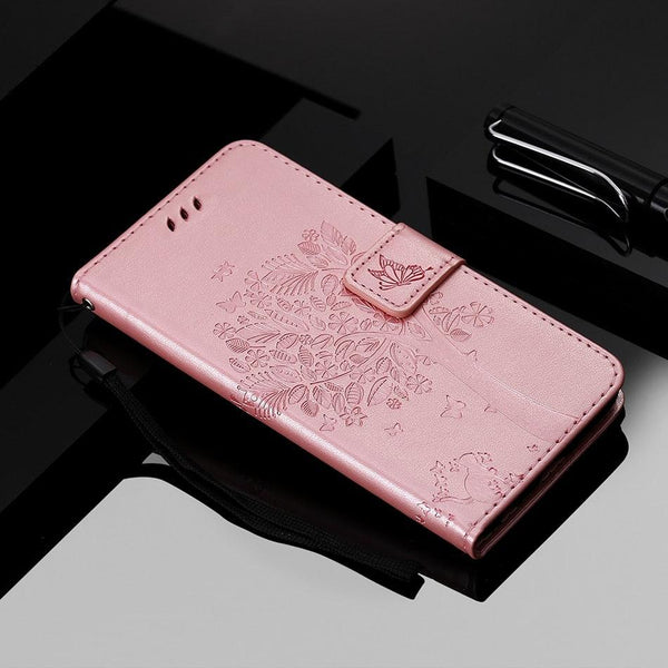 3D Tree Flip Leather Case For iPhone 13 12 Mini Phone Cover PU Leather Wallet Case with Card Holder Kickstand Wrist Strap Flip Cover for iPhone