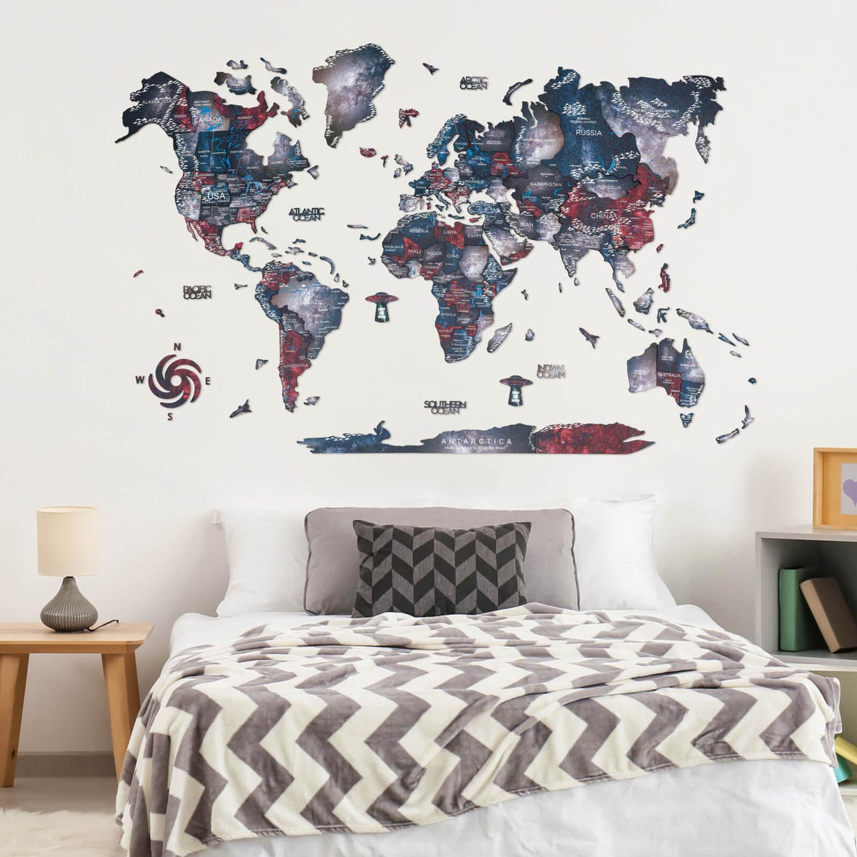 3D Wooden World Map Alcor