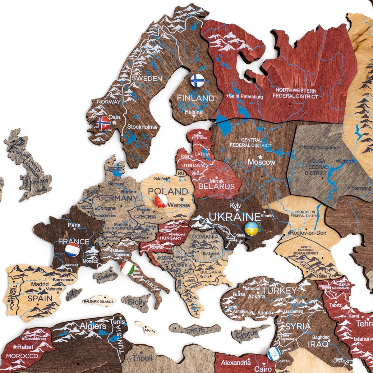 3D Wooden World Map Fusion