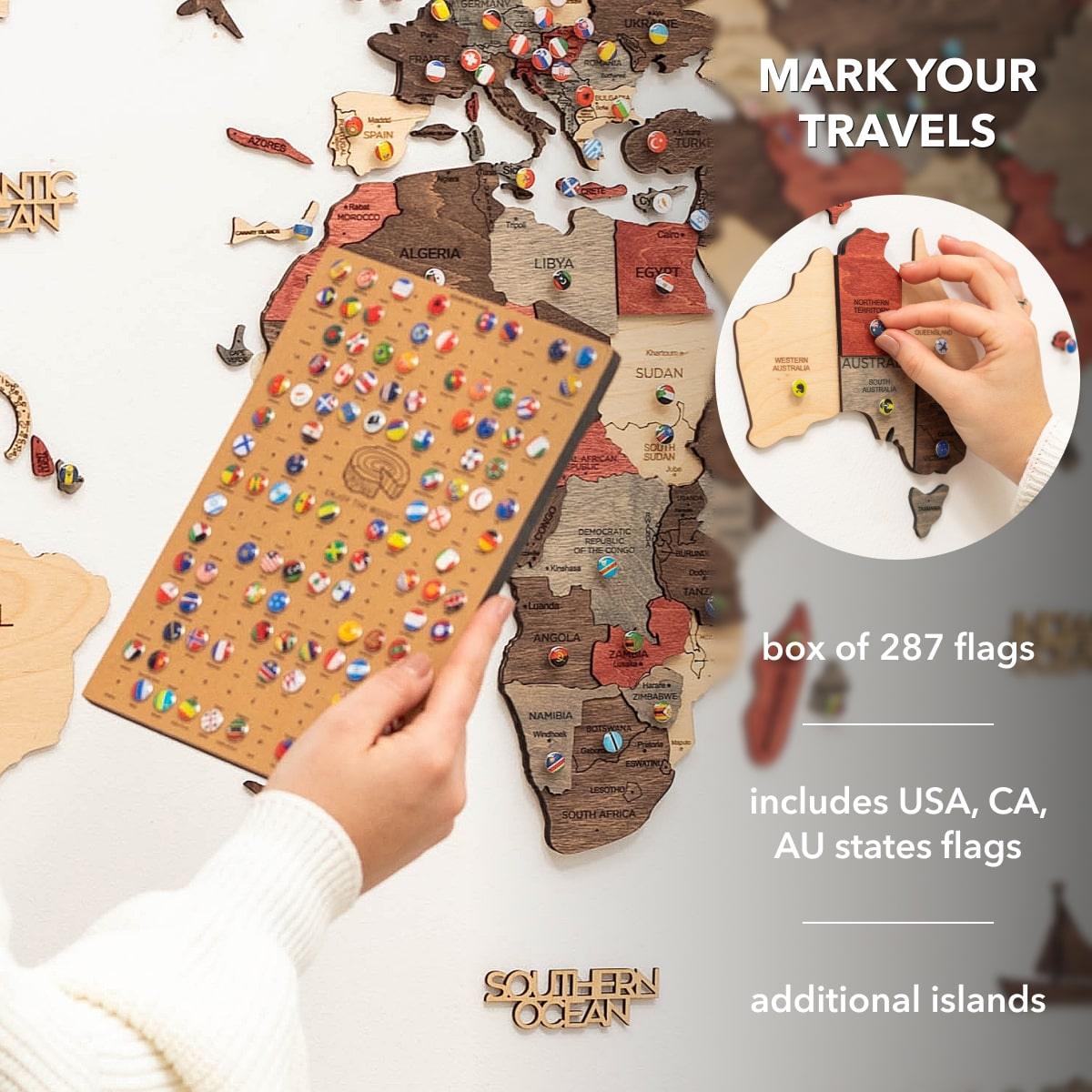 3D Wooden World Map Fusion