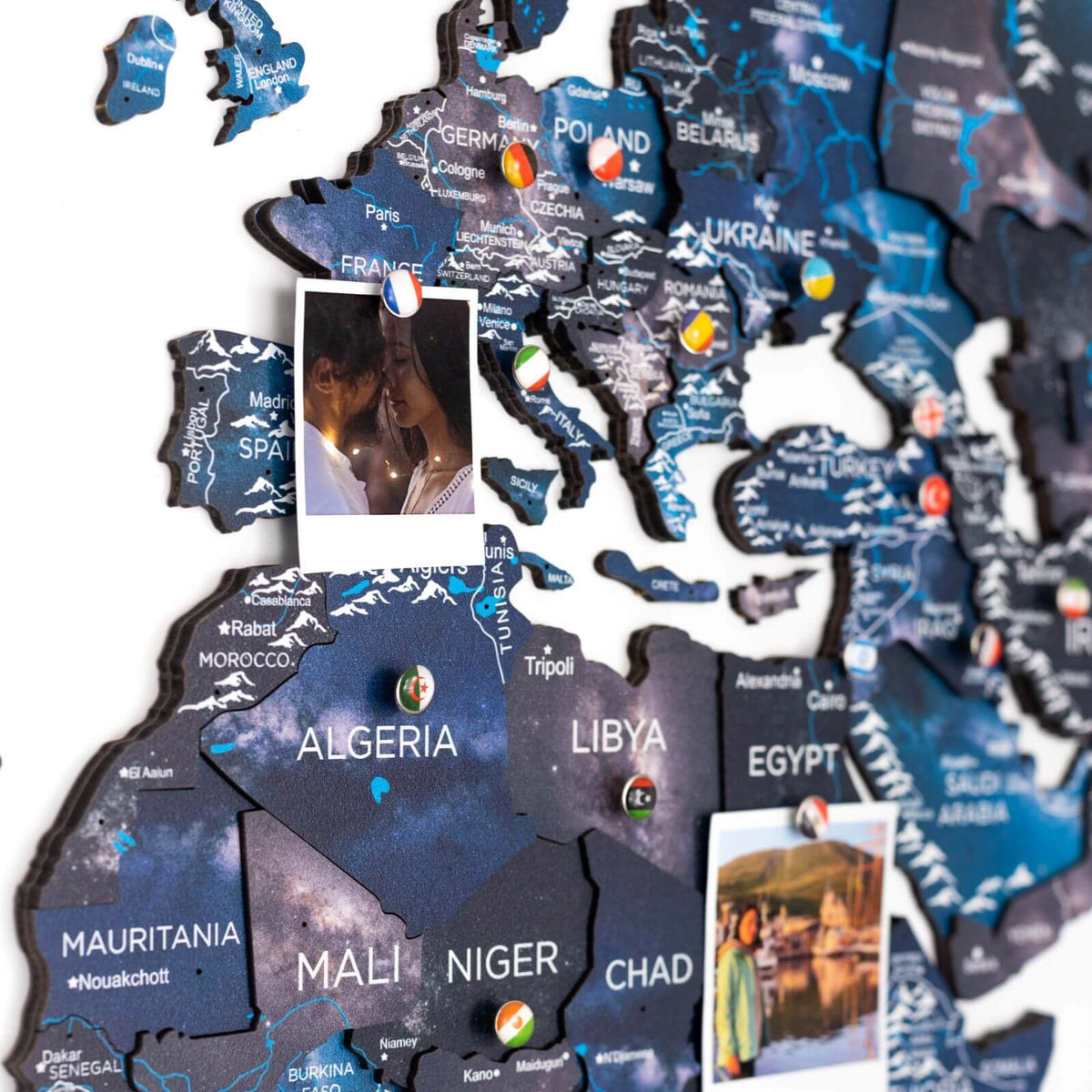 3D Wooden World Map Space