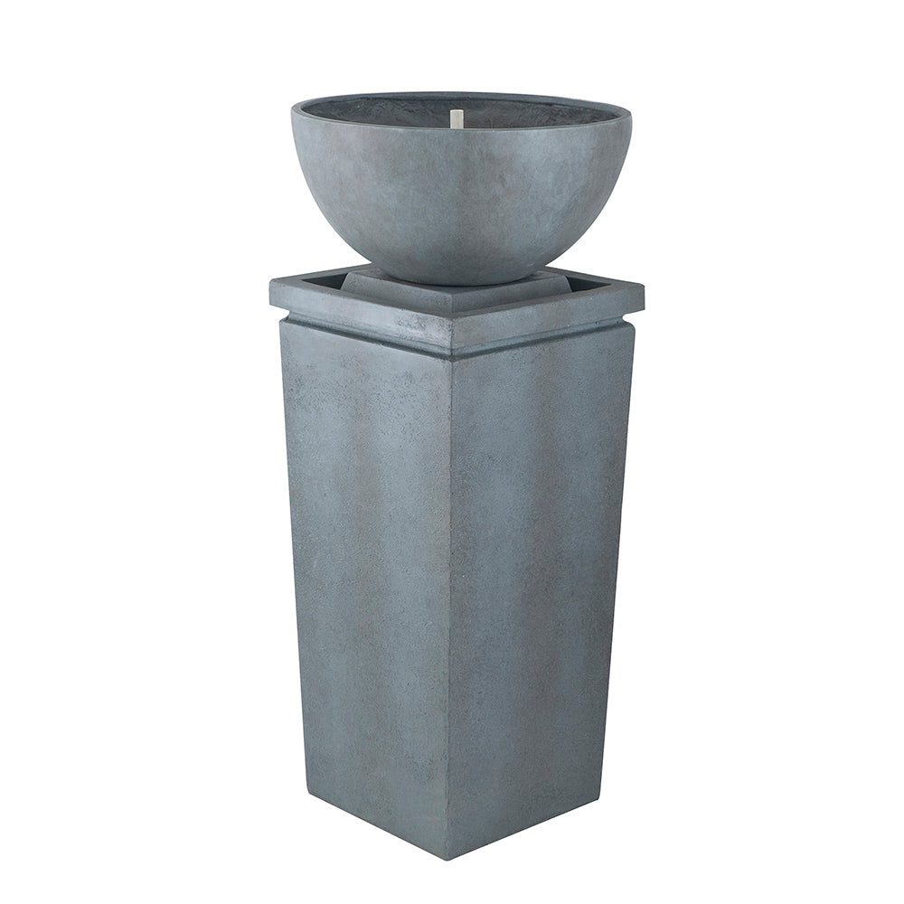 Resin Zen Bowl Pedestal Outdoor Fountain 44 Inch