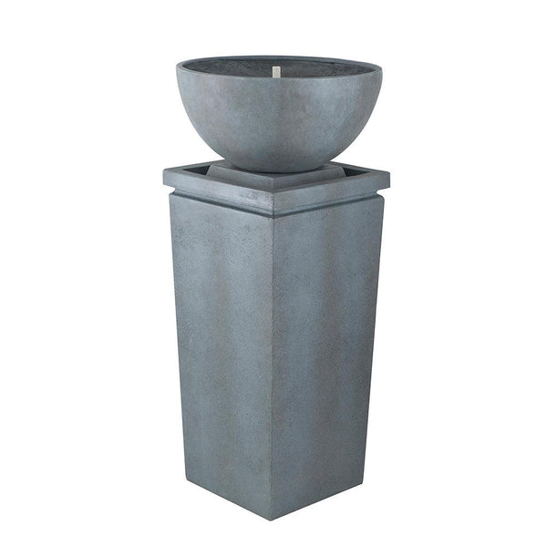Resin Zen Bowl Pedestal Outdoor Fountain 44 Inch
