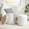Compact Round Velvet Storage Ottoman TwoPack White