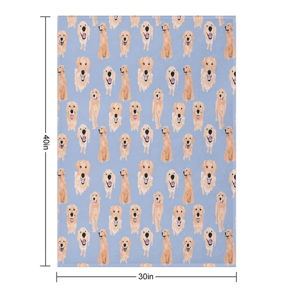 Golden Retrievers on Blue Throw Blanket