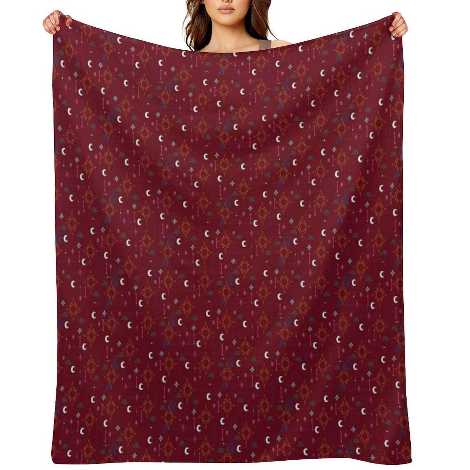 Mollymauk Tealeaf Pattern Throw Blanket
