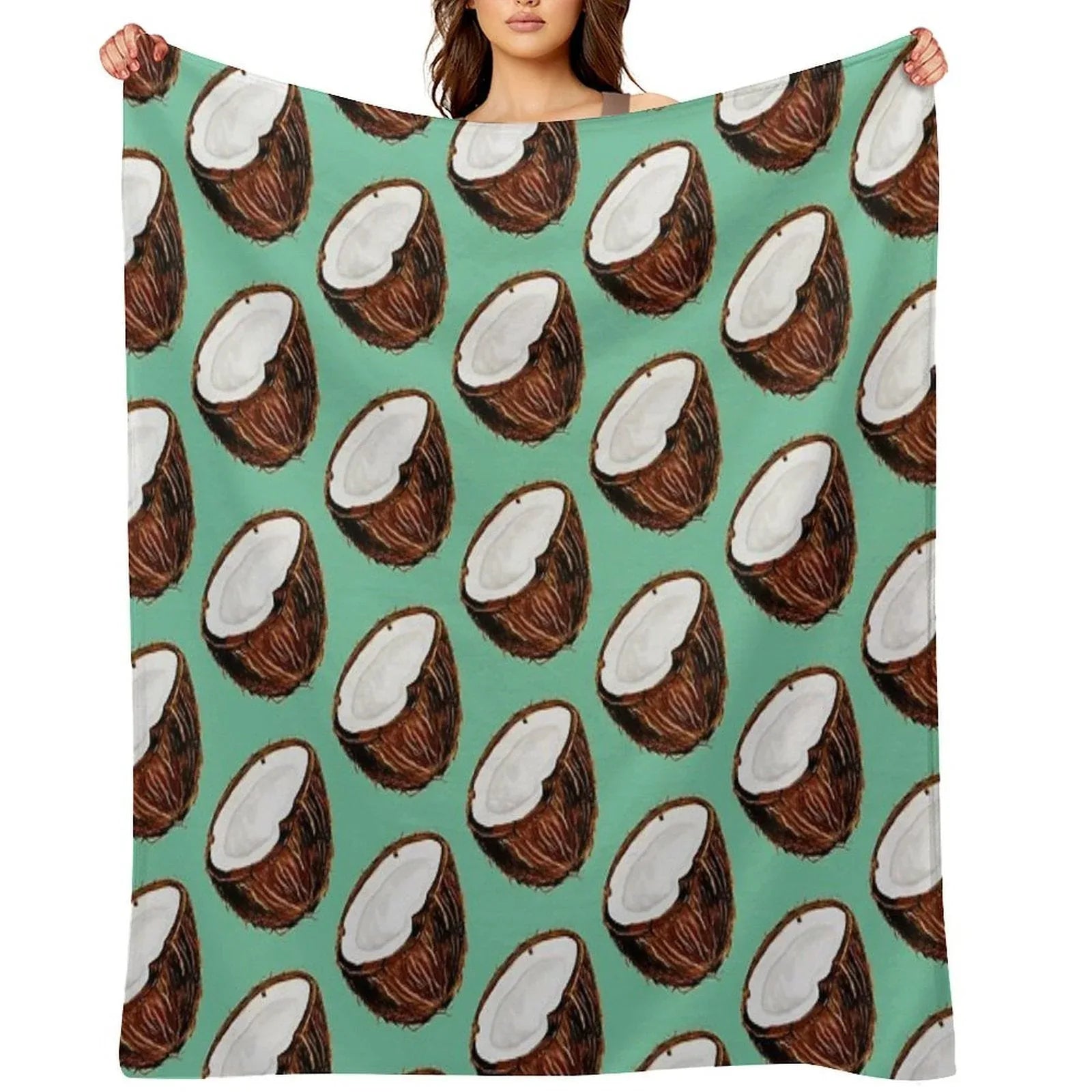 Coconut Pattern - Teal Throw Blanket