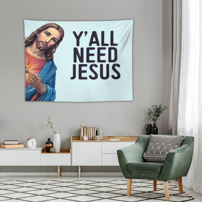 Y'all Need Jesus! Funny Jesus Is Watching Meme! Tapestry