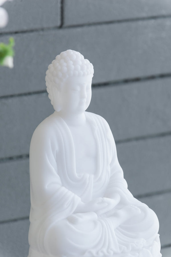 5.5x4.7x11.8' White Sitting Buddha Figure
