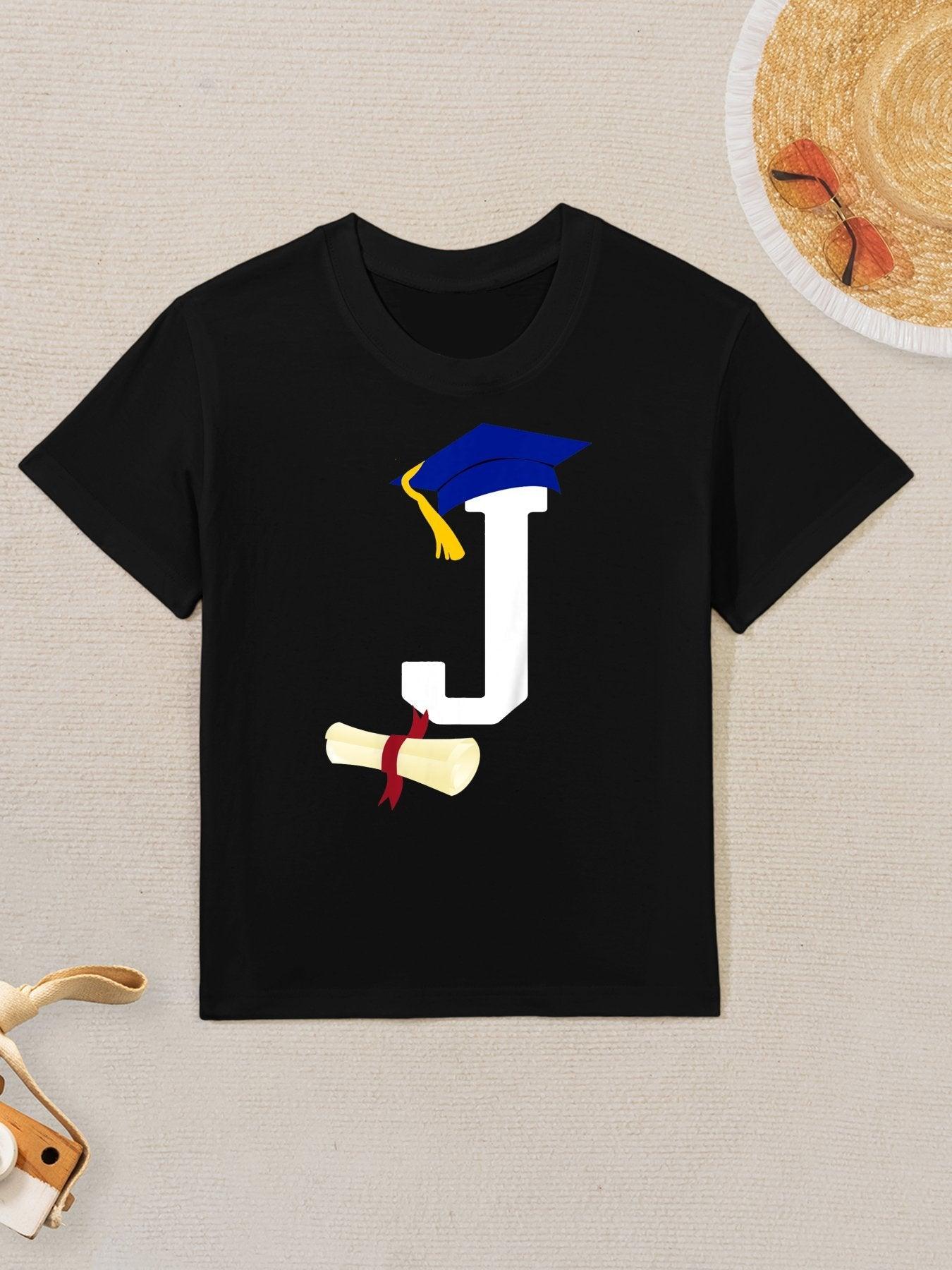 Kids Initial J Letter for Boys Preschool Graduation Kindergarten Kids T-Shirt