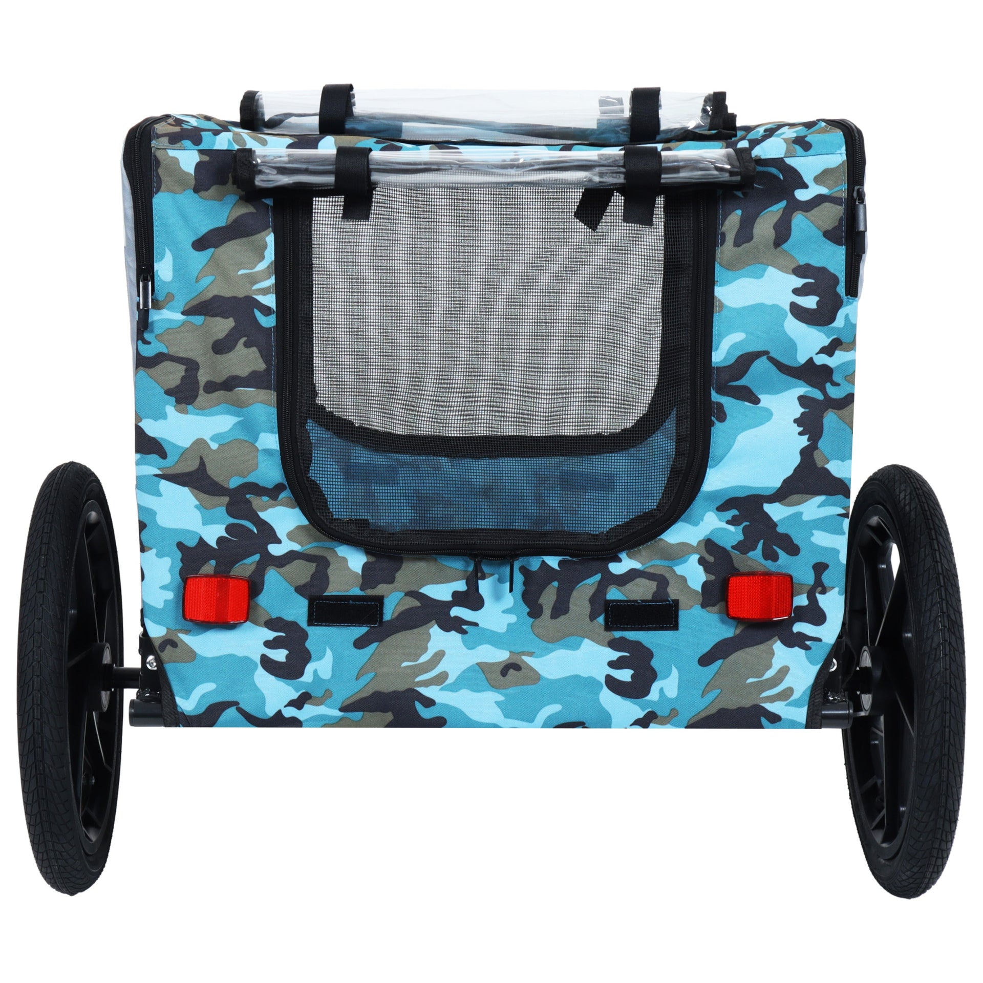 Outdoor Heavy Duty Collapsible Pet Bike Trailer with 16-Inch All-Terrain Wheels & Universal Hitch – Foldable Dog/Cargo Carrier Cart for Bicycles, blue, grey