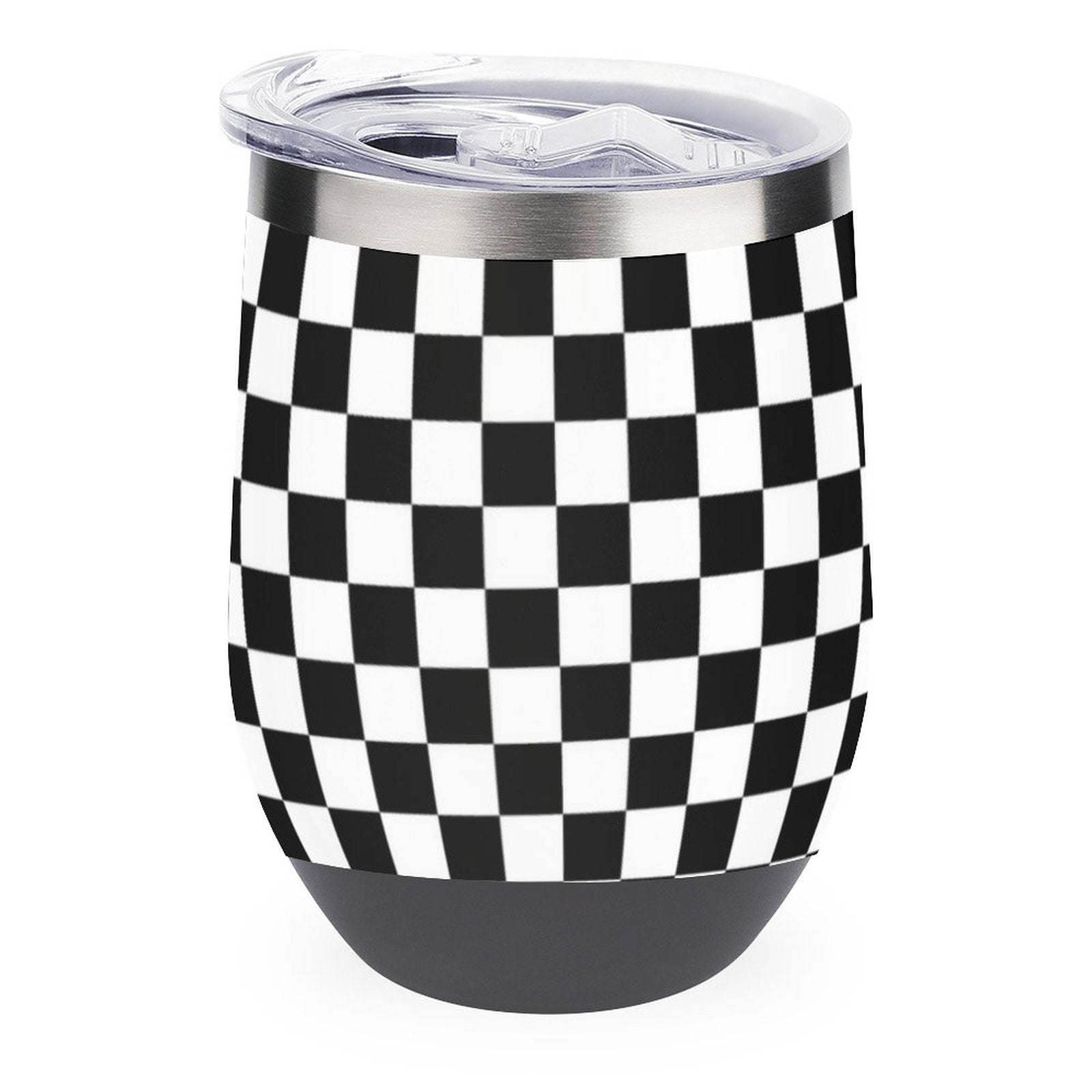 Black and White Wine Tumbler with Lid