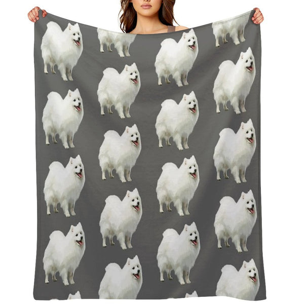 Japanese Spitz Puppy Dog Plush Throw Blanket