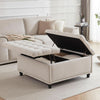 Beige Oversized Storage Ottoman Featuring Lift Top