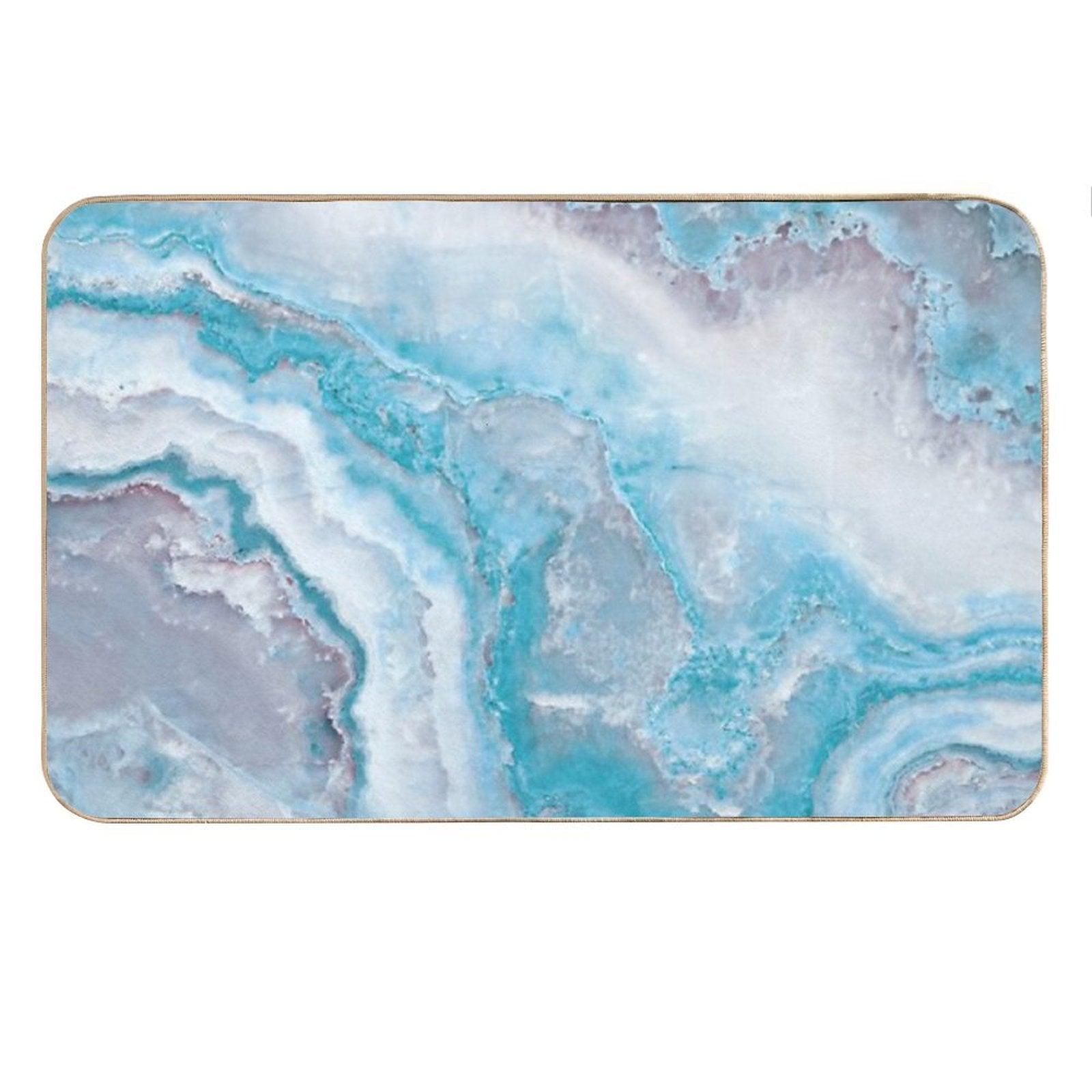 Luxury Mermaid Blue Faux Agate Marble Geode Gem Bath Mat