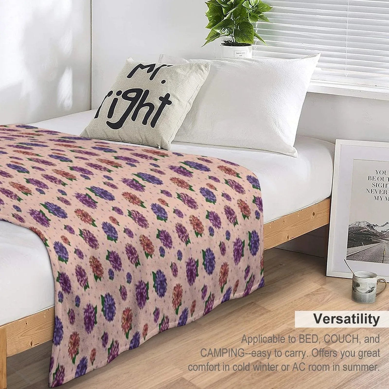 Dahlias Multicolored Peach Throw Blanket