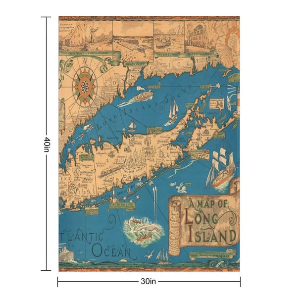 1953 Long Island Map - Special Gift Idea Throw Blanket
