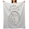 Madrid # Real Logo White Plush Throw Blanket