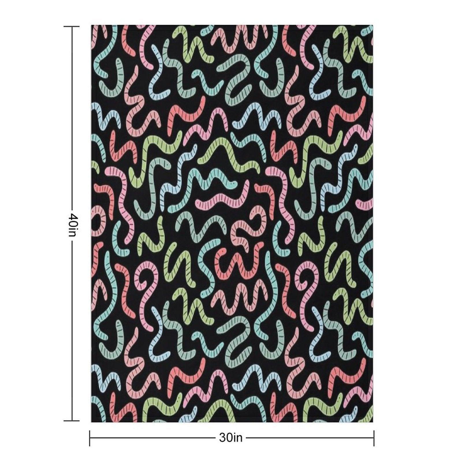 Cute Compost Earthworms. Funny Worms. Throw Blanket