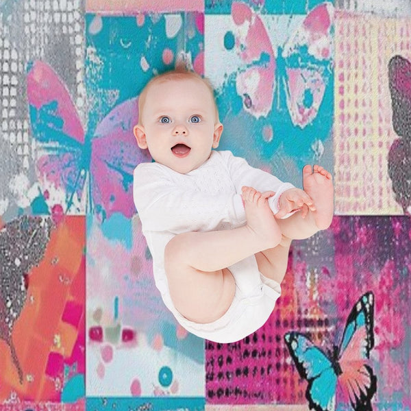 Y2K Hot Pink Retro Butterflies Collage Durable Throw Blanket