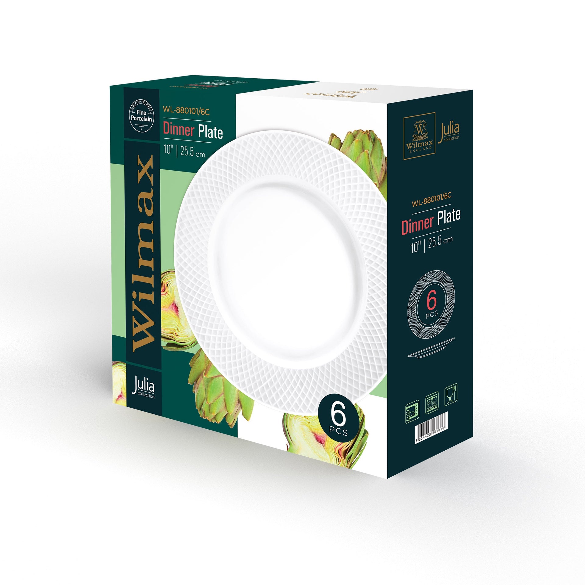 White Dinner Plate With Embossed Wide Rim 10