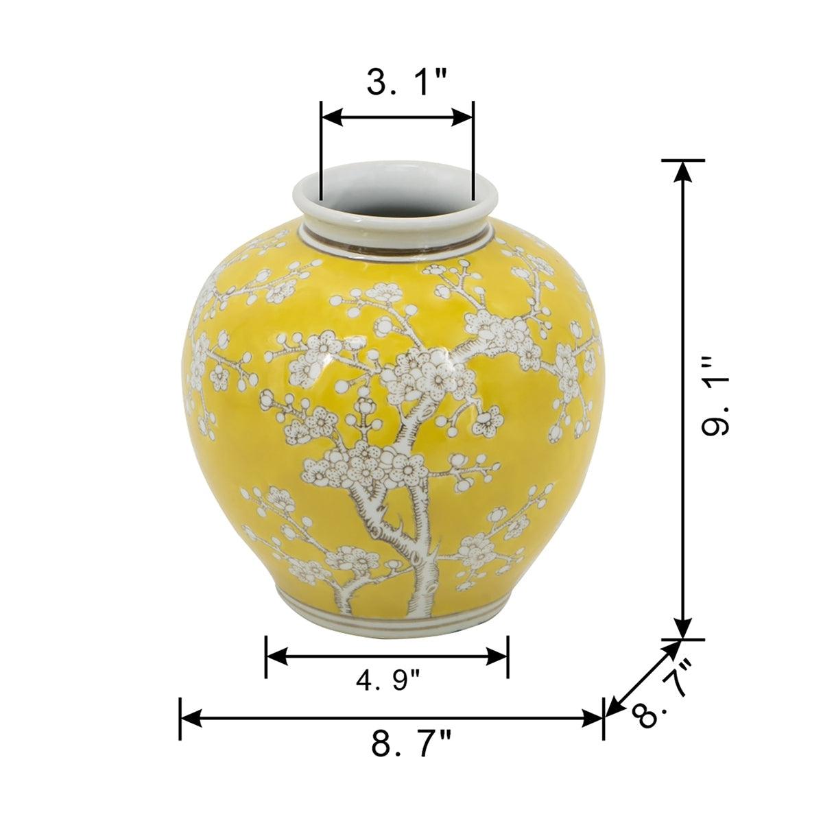 Yellow & White Porcelain Plum Blossom Decorative Vase
