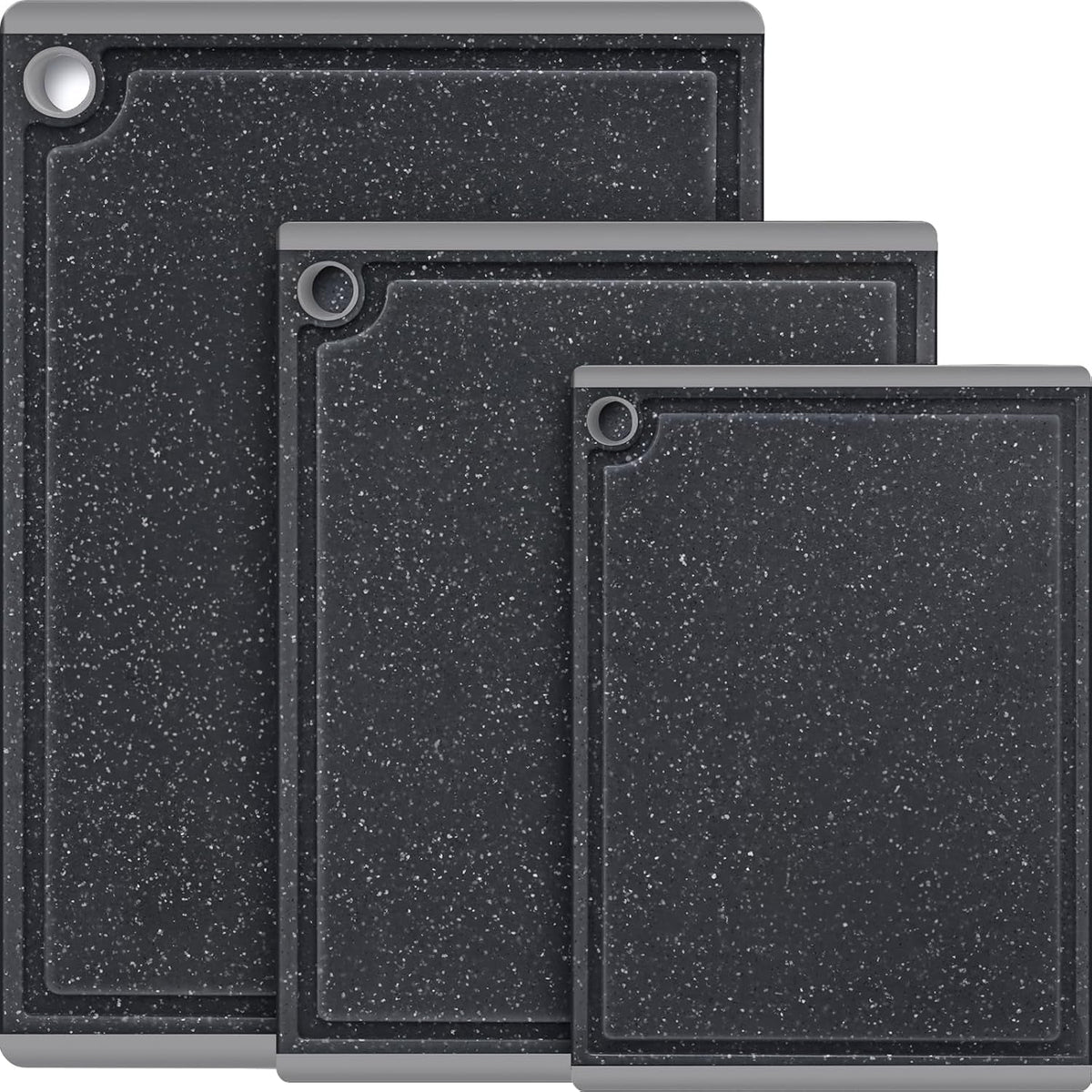 3-Piece Large Plastic Cutting Board Set with Non-Slip Feet and Juice Grooves
