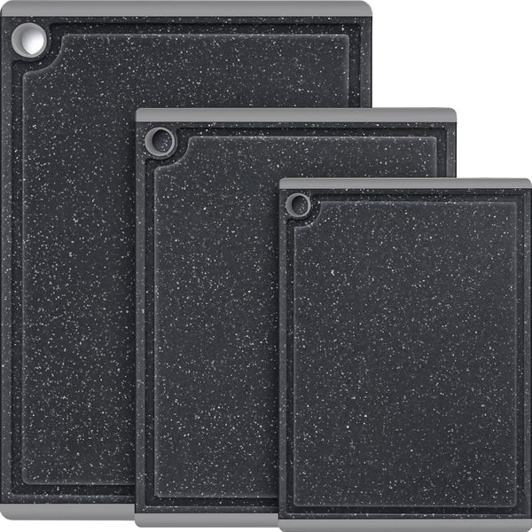 3-Piece Large Plastic Cutting Board Set with Non-Slip Feet and Juice Grooves