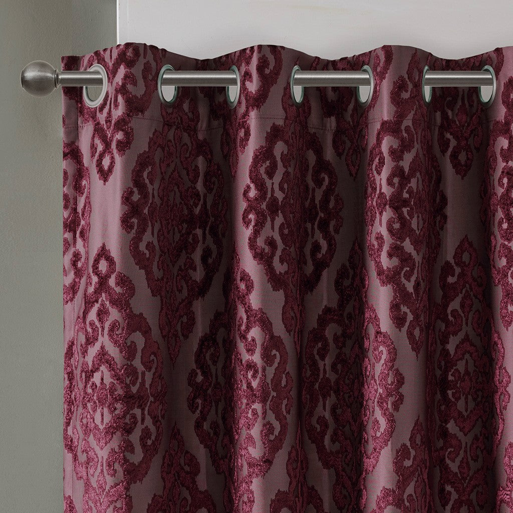 Mirage Knitted Jacquard Damask Total Blackout Grommet Top Curtain Panel by SunSmart