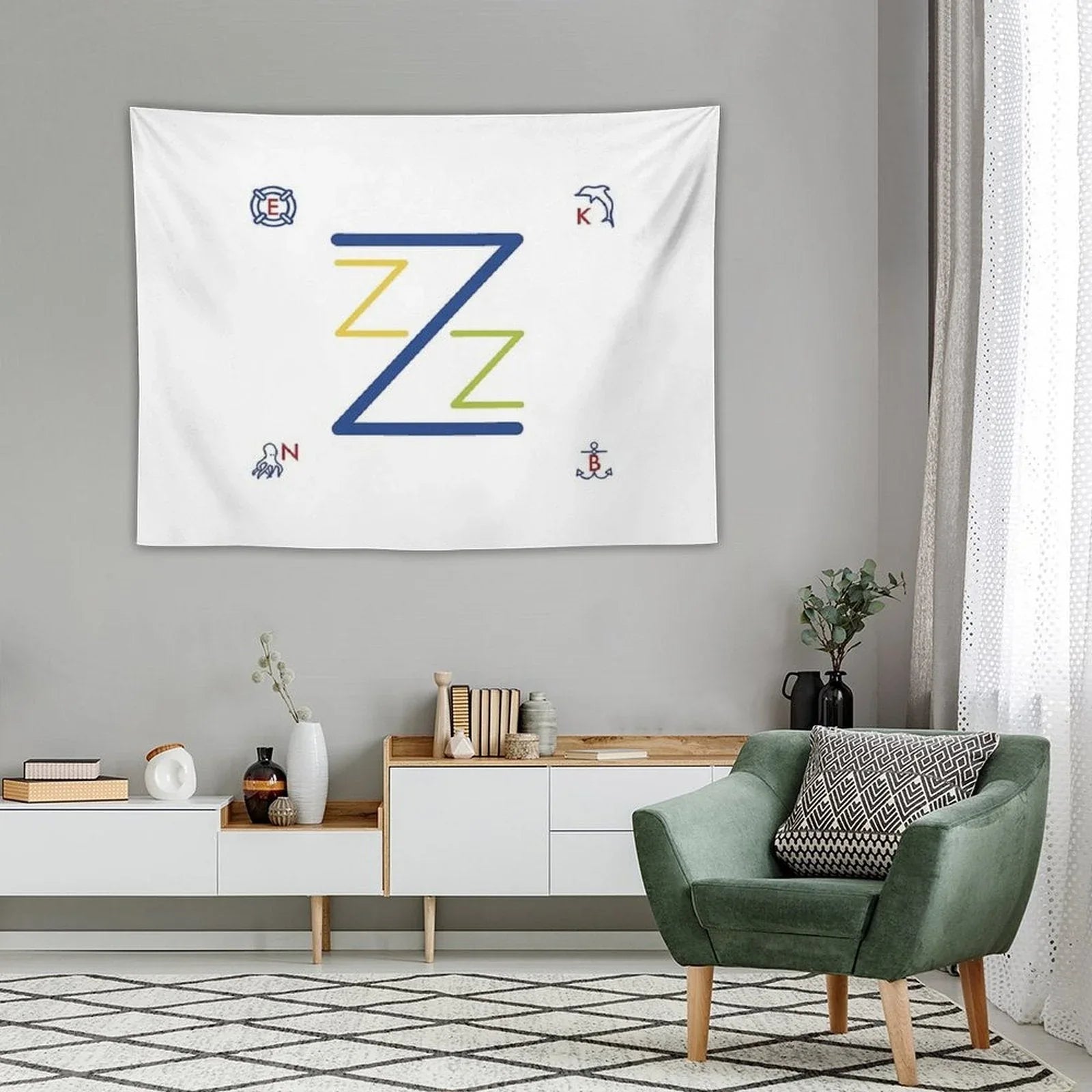 Team Zissou Flag Tapestry
