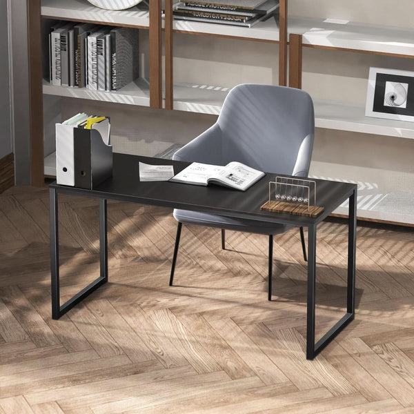 55 Inch Black Computer Desk Powder Coated Steel Frame