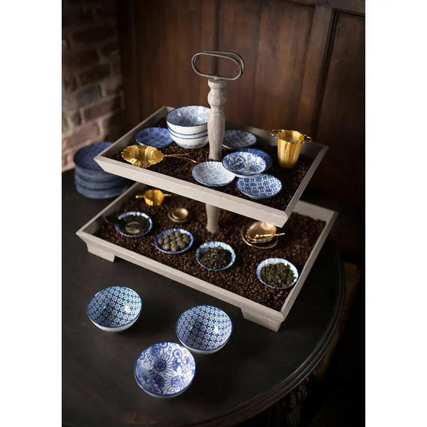 Wood Rectangle 2 Tier Tray
