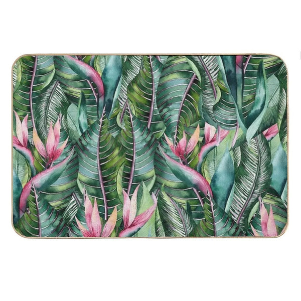 Tropical Banana Leaf Print Bath Mat