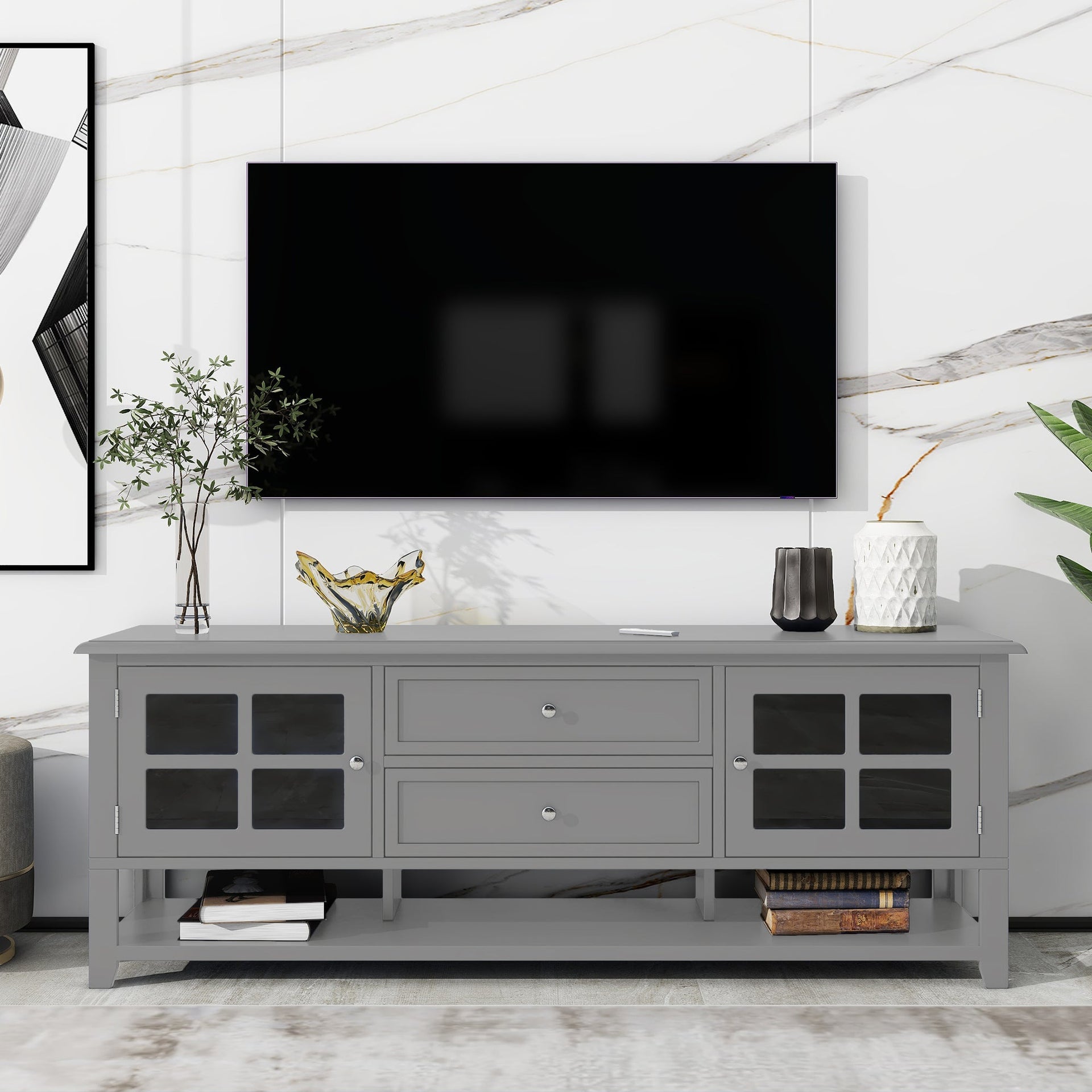 TV Stand Entertainment Center with Multifunctional Storage and Modern Design