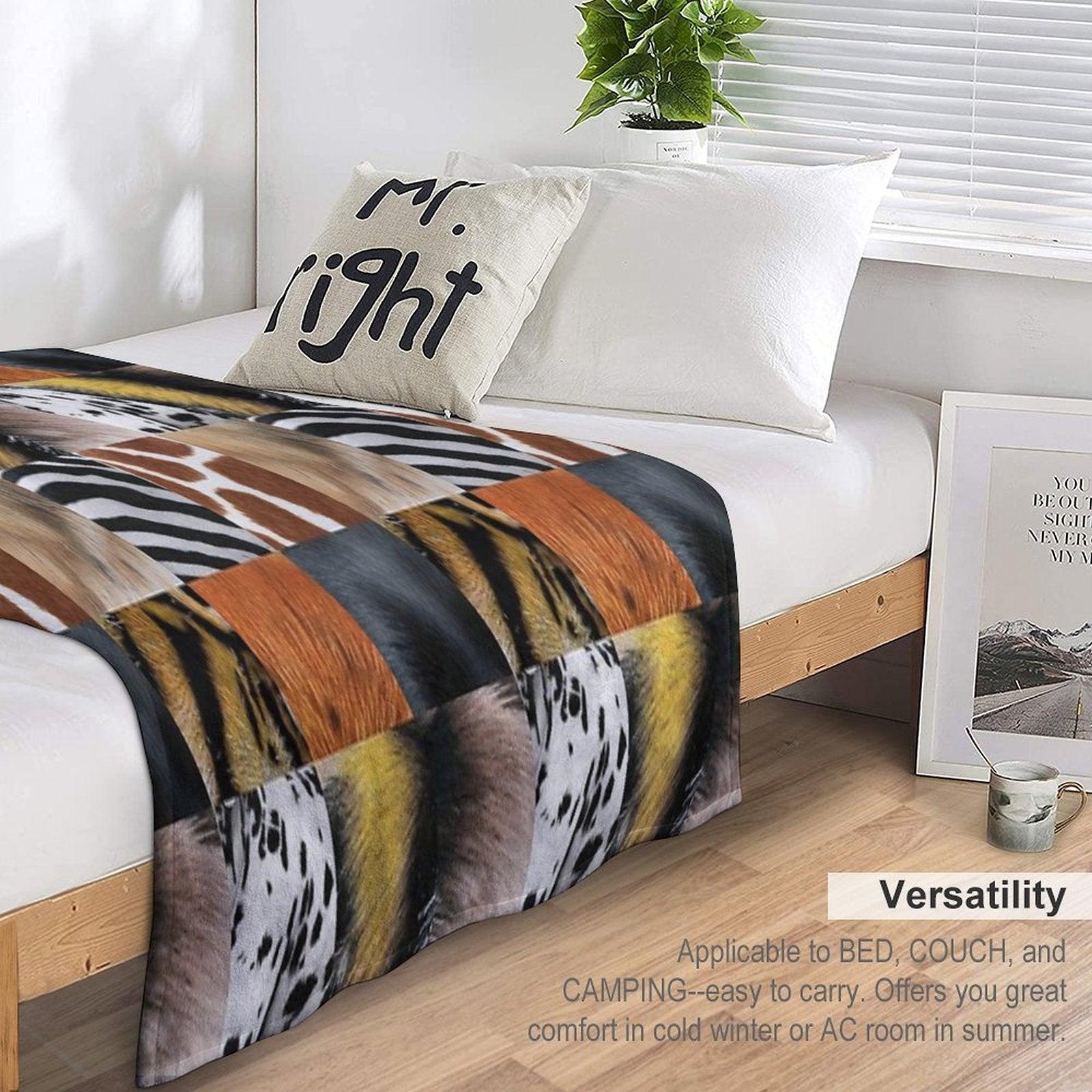 Animal Fur Textures in Colored Pencil Throw Blanket