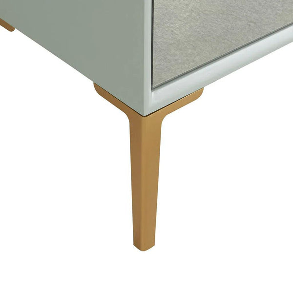 Curry 2 Door Accent Cabinet - Pale Mint Green with Distressed Mirror Doors and Gold Hardware - Gifts for You 'n Me