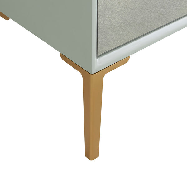 Curry 2 Door Accent Cabinet - Pale Mint Green with Distressed Mirror Doors and Gold Hardware - Gifts for You 'n Me